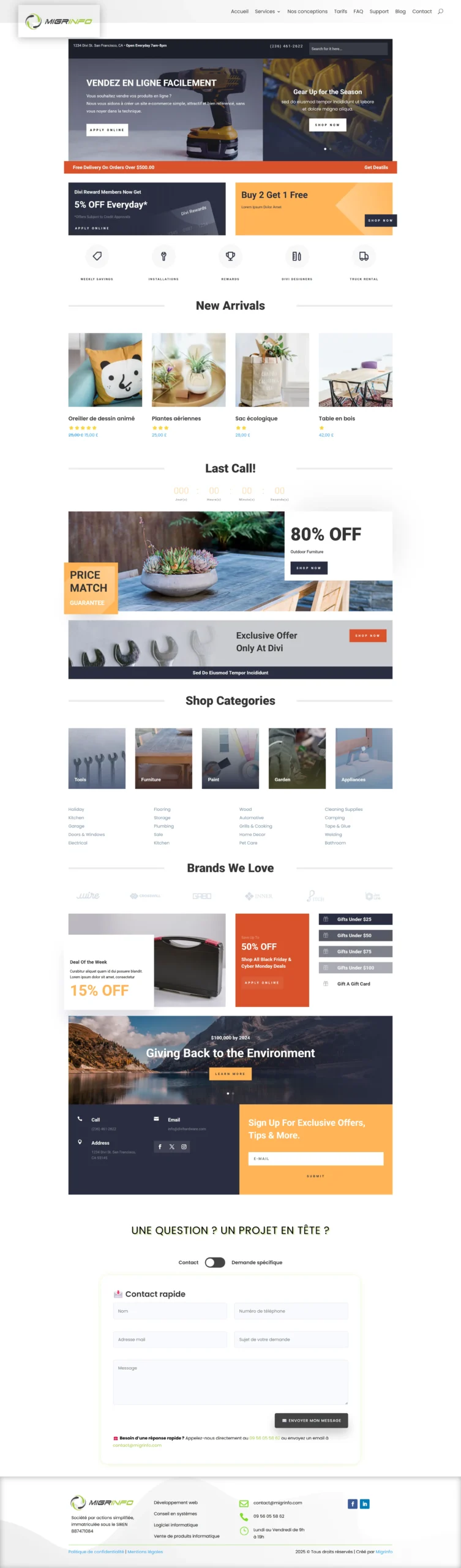 Modèle de boutique en ligne pour vente de produits artisanaux ou dropshipping