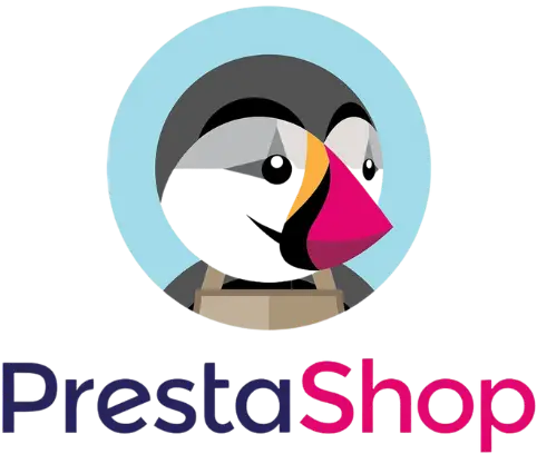 PrestaShop - boutique évolutive Logo PrestaShop – plateforme e-commerce avancée utilisée par Migrinfo