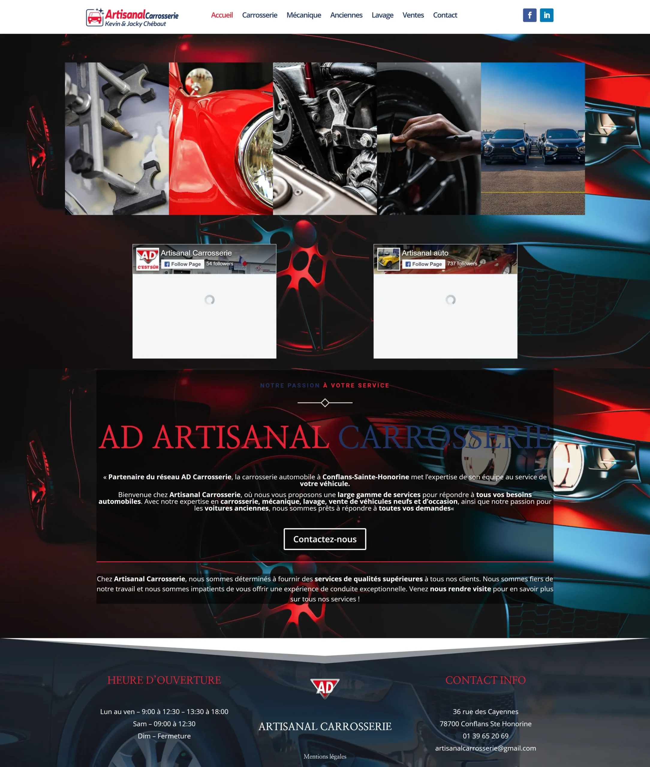 Création d’un site vitrine pour Artisanal Carrosserie, garage spécialisé en carrosserie, réparation et vente de véhicules
