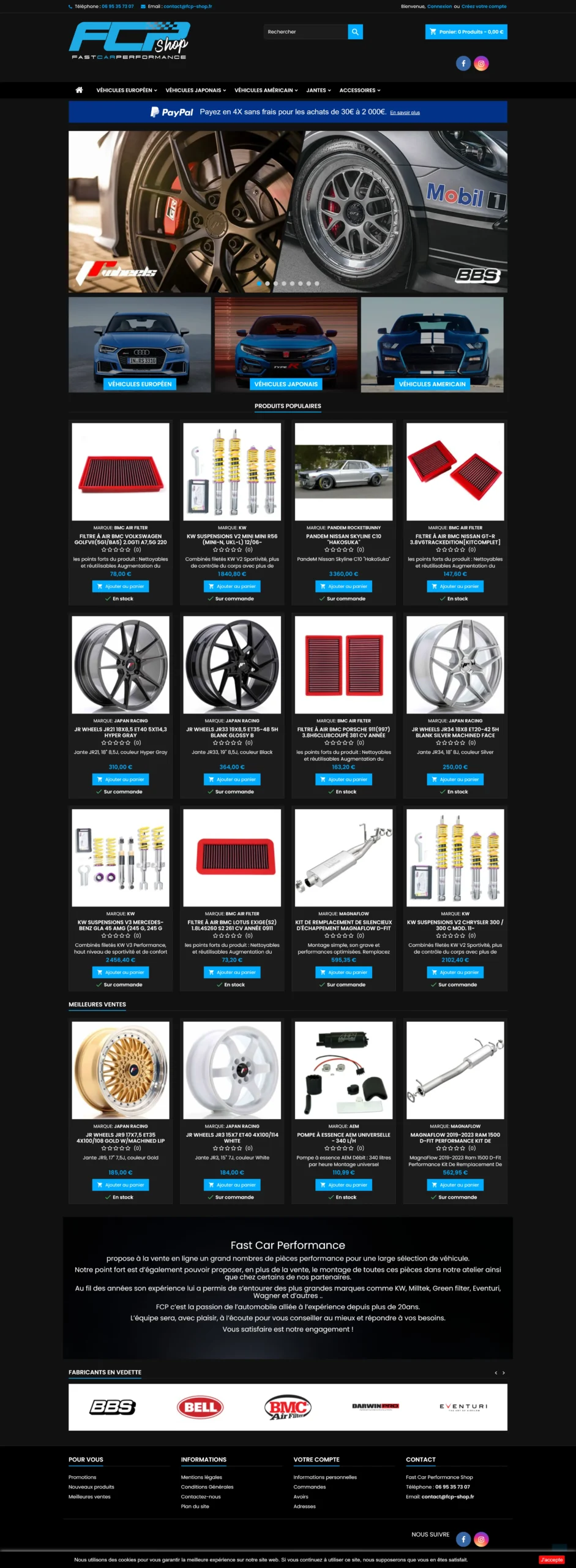 Création d’un site e-commerce Prestashop pour FCP Shop, vente de pièces automobiles